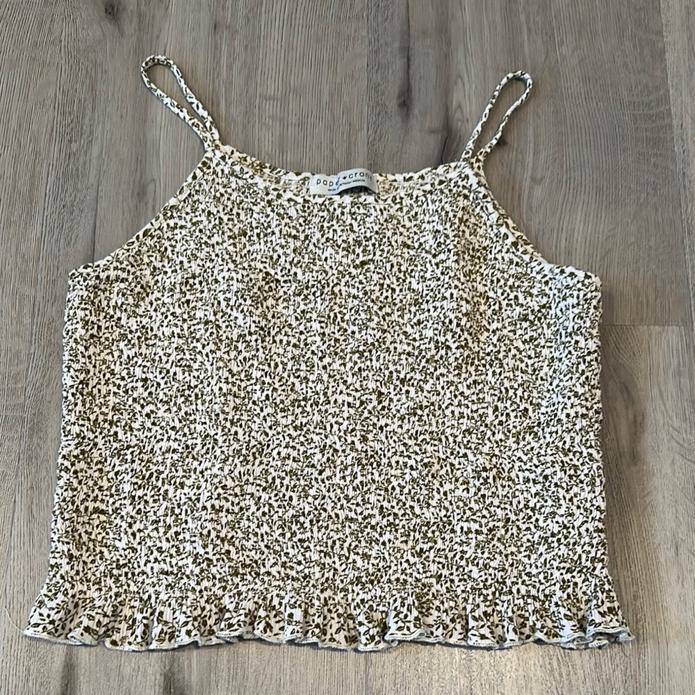 PAPER CRANE women's sleeveless tank green white Medium